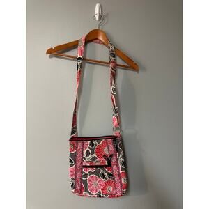 Vera Bradley Quilted Floral Crossbody / Messenger Bag • Gray, Pink & Coral